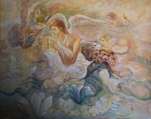 Art: An Angel Reads Li Bai