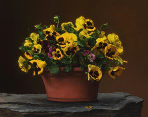 Painting: ‘Bowl of Pansies’ by Steven J. Levin
