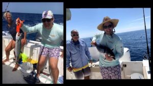 Fishing in boat on ocean