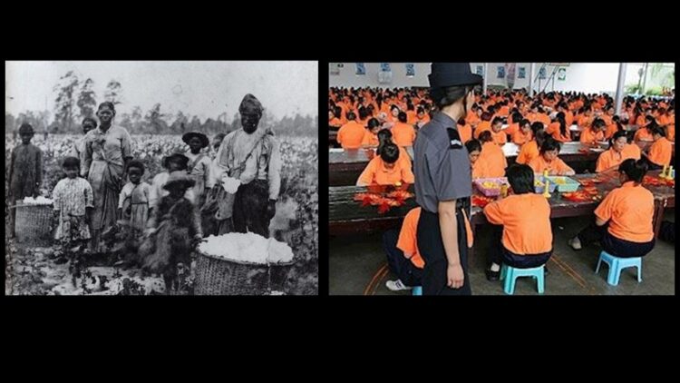 slave labor in the American South and in China today (public domain)