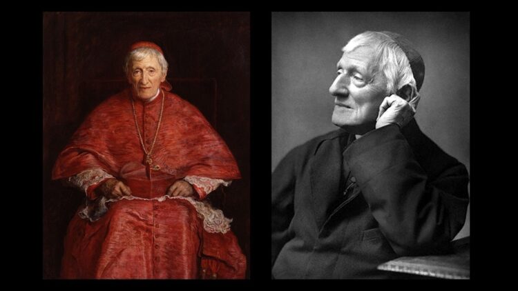John Henry Newman painting by Millais and a photo of him (public domain)