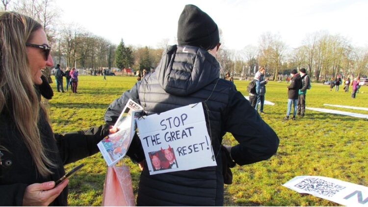 people protesting the World Economic Forum's Great Reset (public domain)