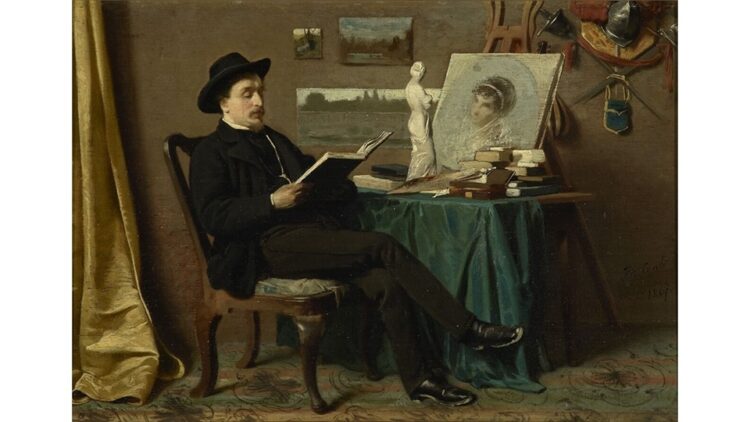 "Seated Man Reading" by Tito Conti