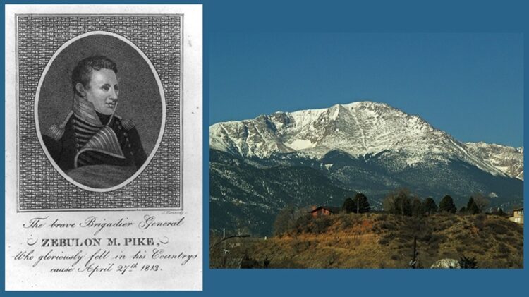 'The Ballad of Zebulon Pike': A Poem by M.D. Skeen 1 illustration of Zebulon Pike and photo of Pike's Peak mountain (public domain)