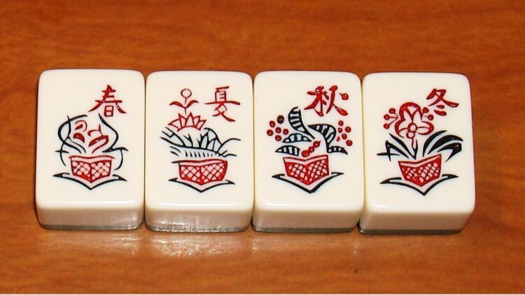 Japanese Flower tiles from the game Mahjong (public domain)