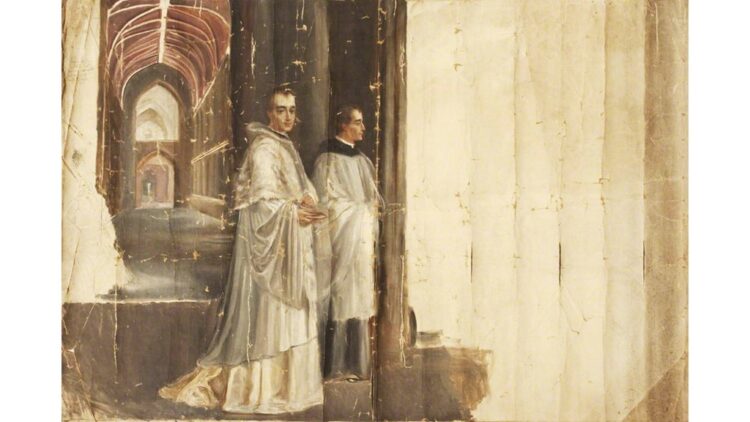 "Two Priests in front of a Church" by Rebecca Dulcibella Orpen